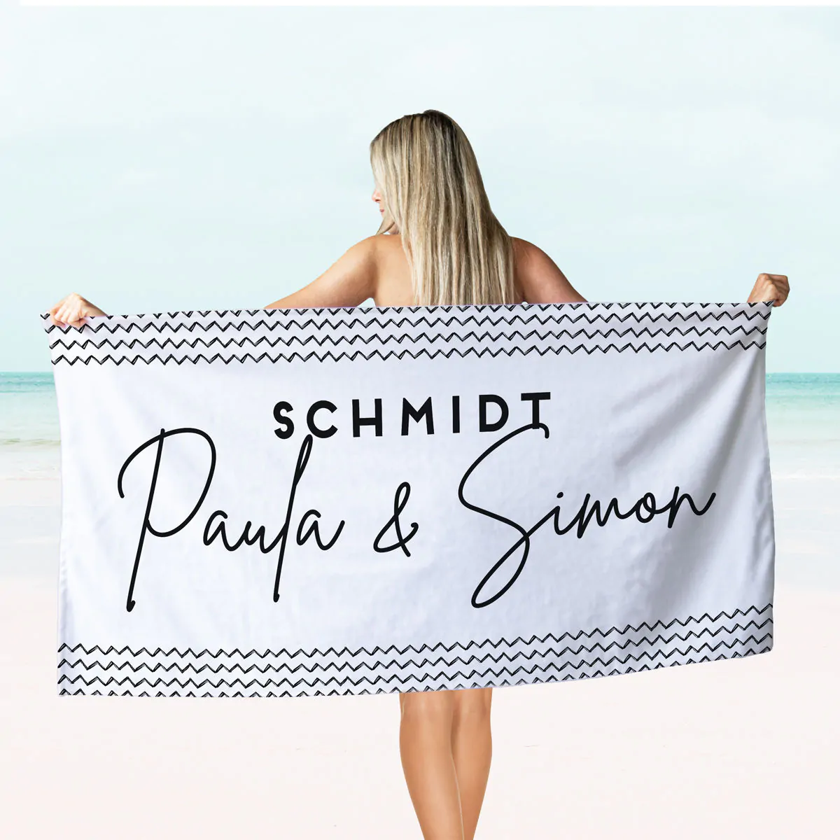 Personalisierbares Handtuch mit verschiedenen Hintergründen