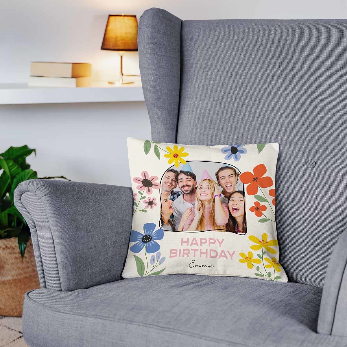 Personalisierbarer Kissenbezug mit Foto und Text 