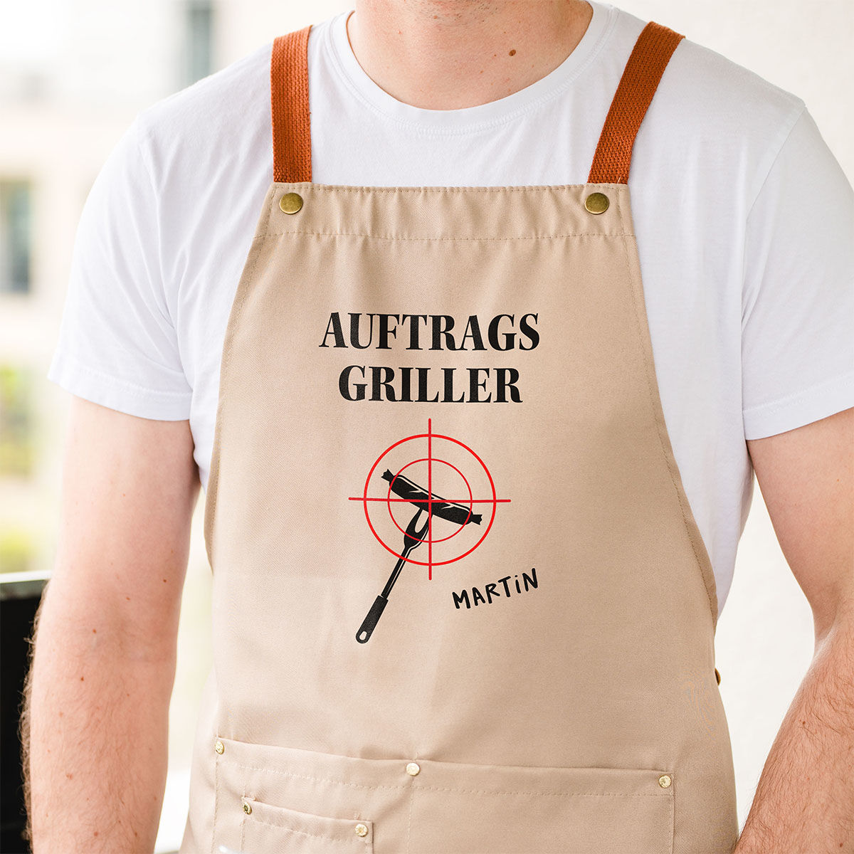 Personalisierbare Grillschürze mit Text