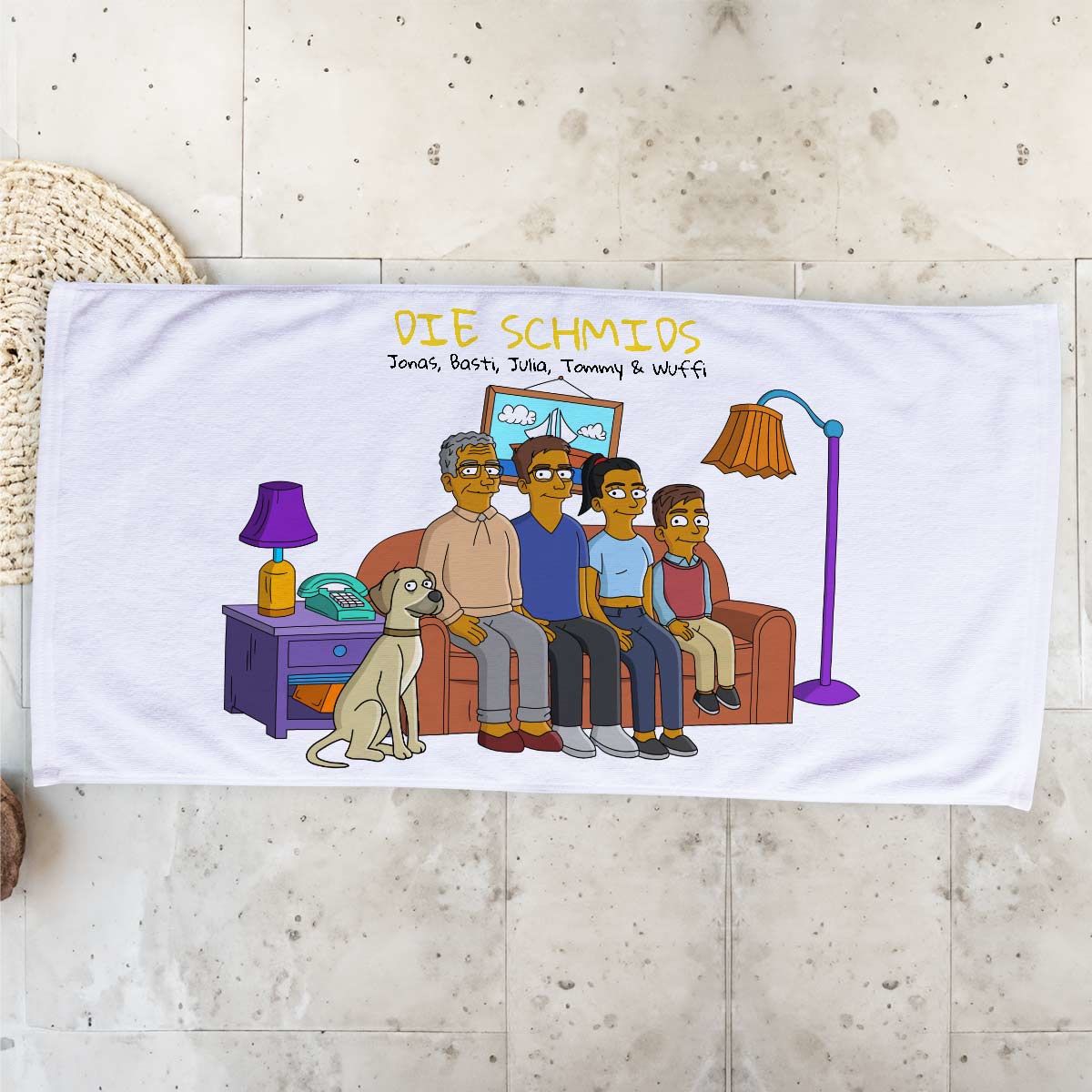 Personalisierbare Handtuch Illustration Cartoon Familie