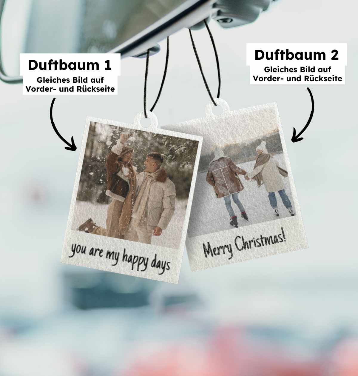 Personalisierbarer Duftbaum 2er Set im Polaroid-Look