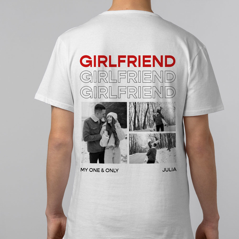 Personalisierbares T-Shirt mit Schwarz Weiß Fotos und Text