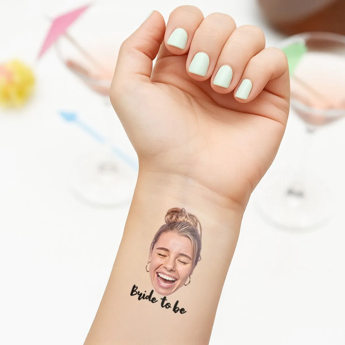 Personalisierbare Tattoos 6er Set mit Gesicht und Text