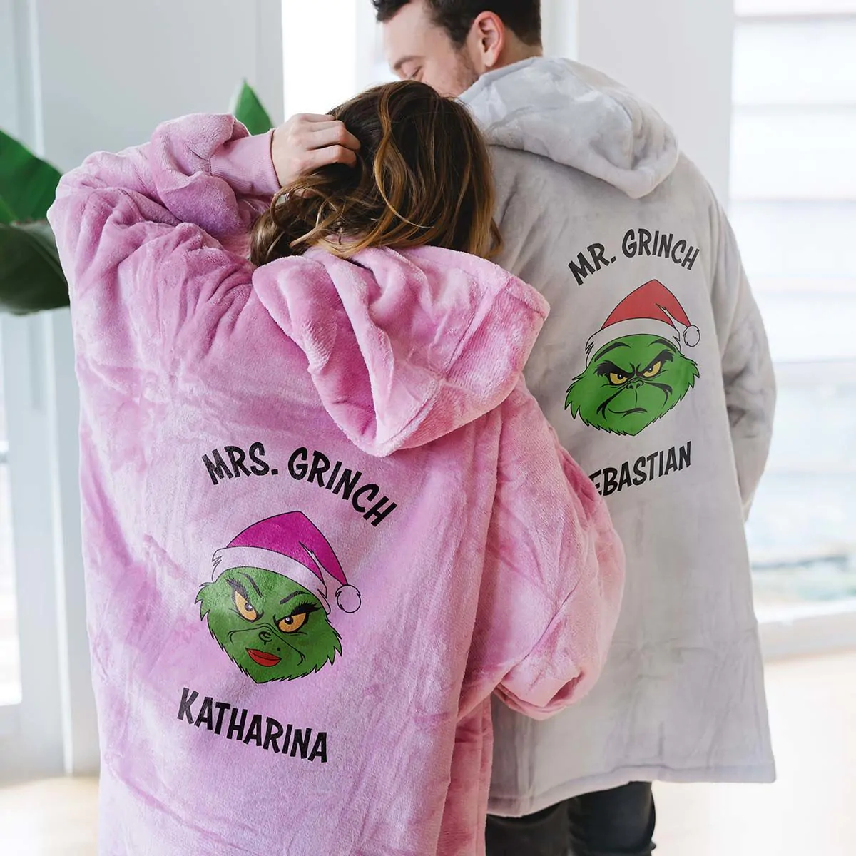 Personalisierbare Grinch Hoodie Decke Blitzlieferung