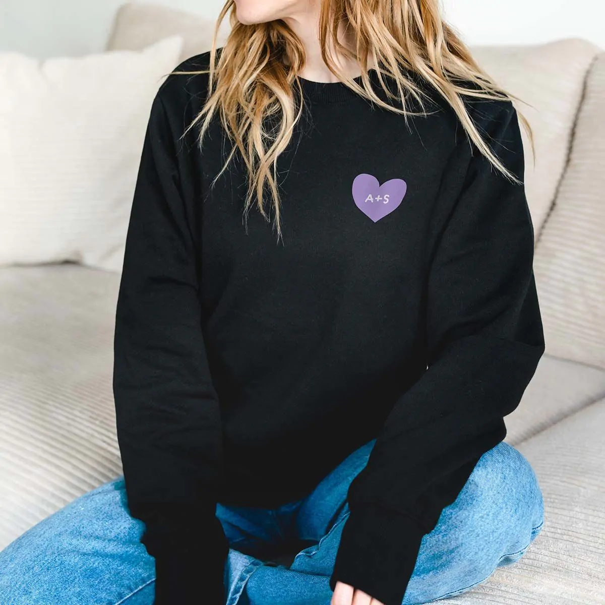 Personalisierbarer Pullover Herz mit Initialen