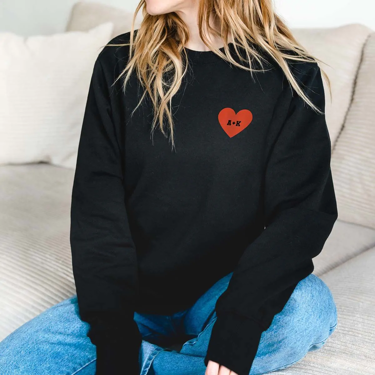 Personalisierbarer Pullover Herz mit Initialen