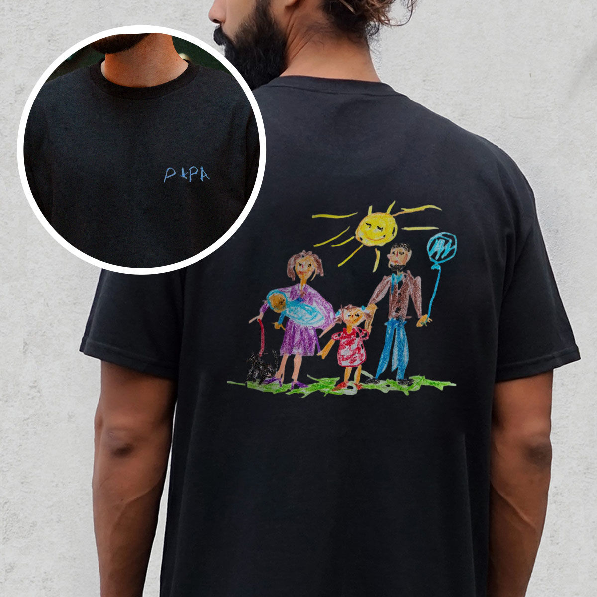 Personalisierbares T-Shirt mit deiner Zeichnung vorne und hinten