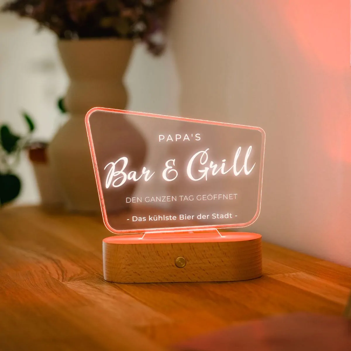 Personalisierbare LED-Lampe im Werbetafel-Design