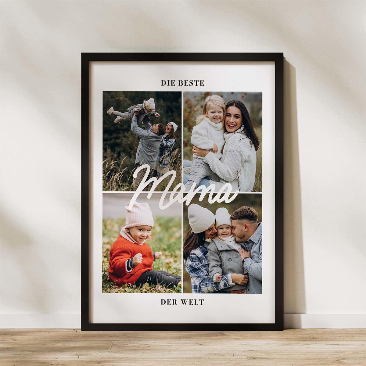 Personalisierbares Poster mit 4 Fotos und Text