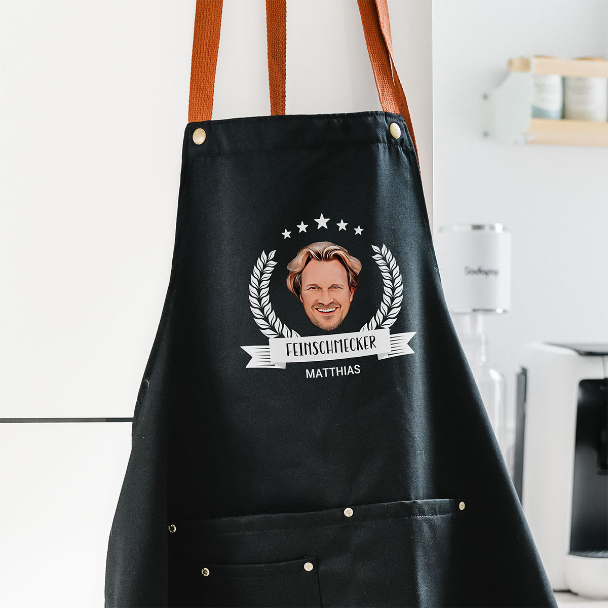 Personalisierbare Schürze mit Foto und Kranz