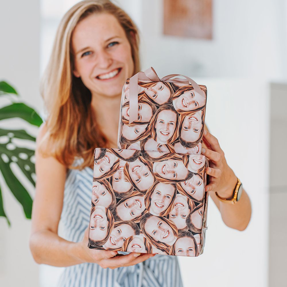 Personalisierbares Geschenkpapier mit Gesicht