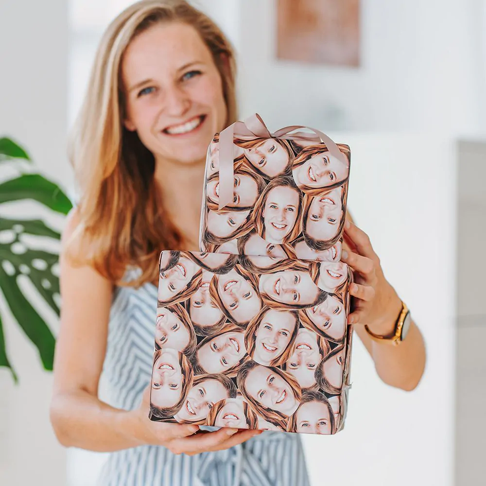 Personalisierbares Geschenkpapier mit Gesicht