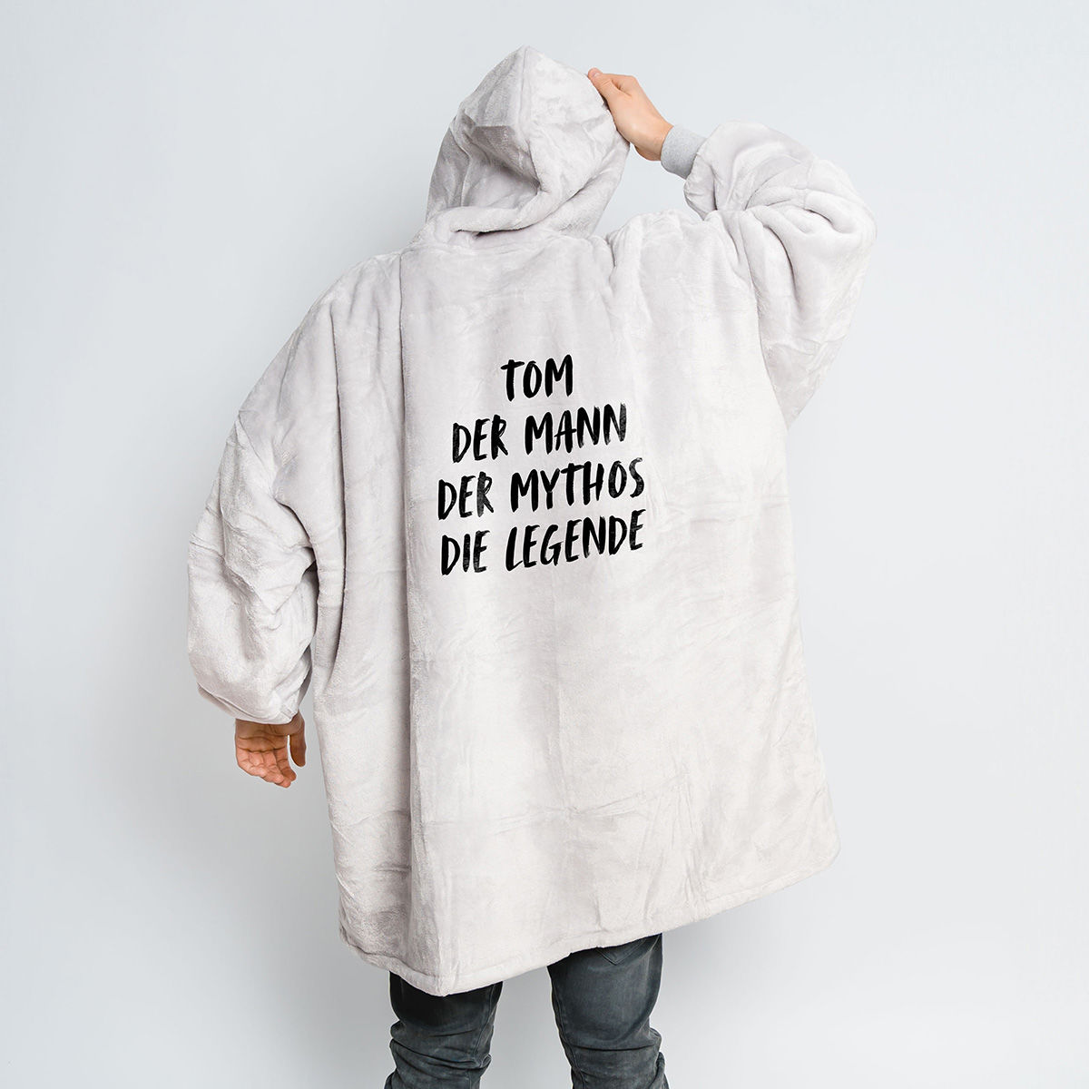 Personalisierbare Hoodie Decke mit Text