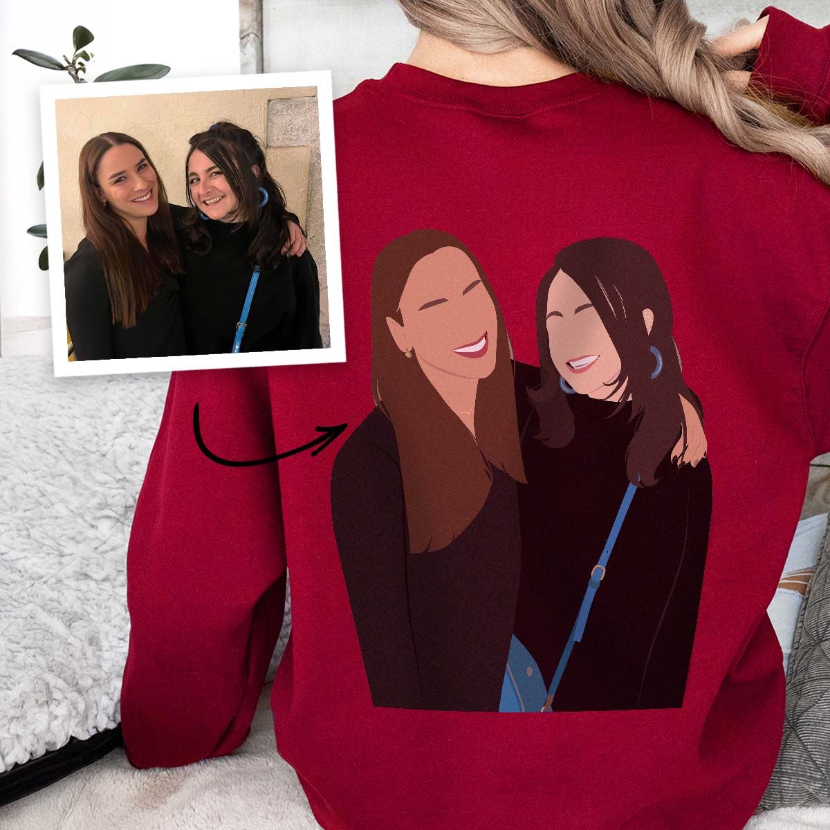 Personalisierbarer Pullover mit Illustration 2 Personen