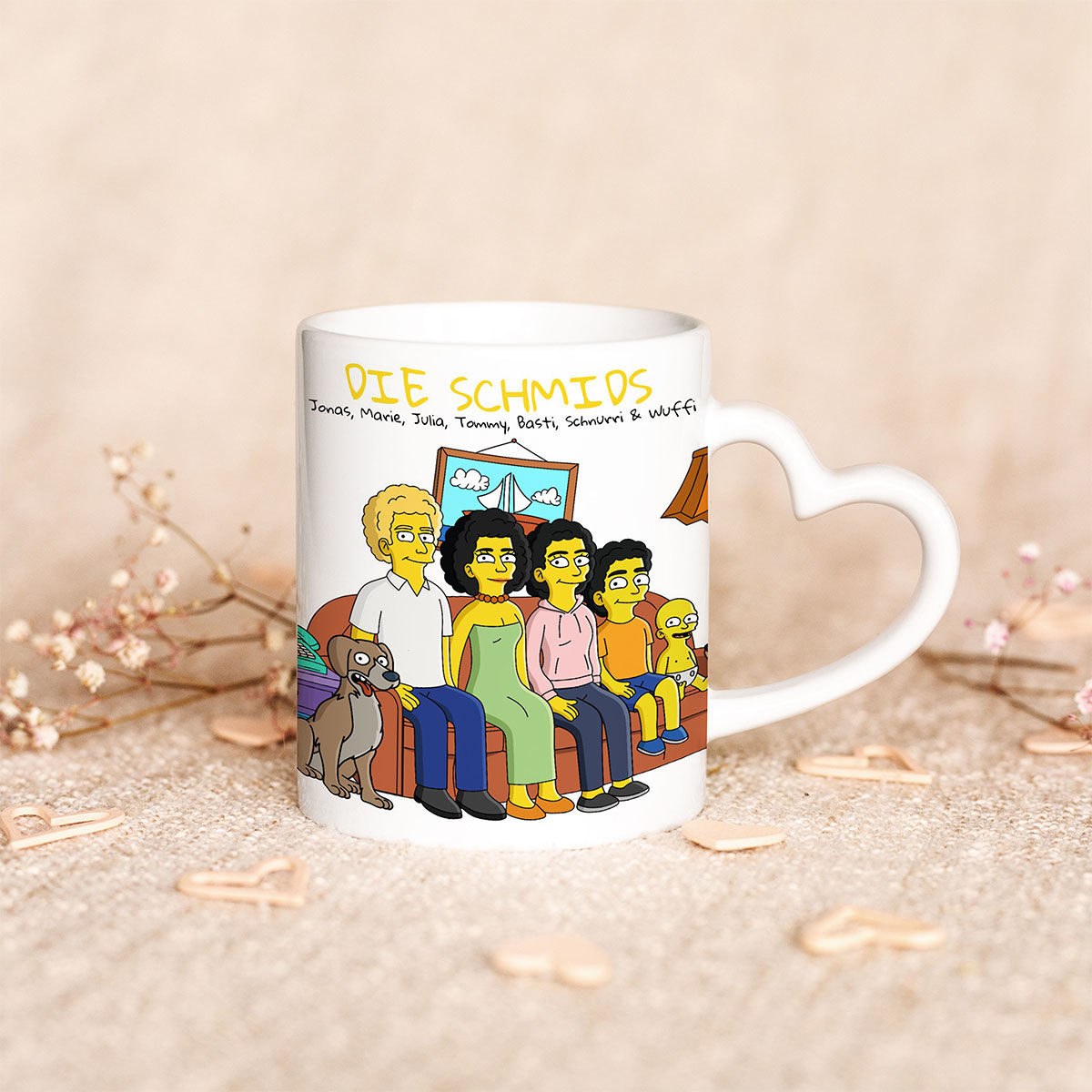 Personalisierbare Tassen-Illustration Cartoon Familie