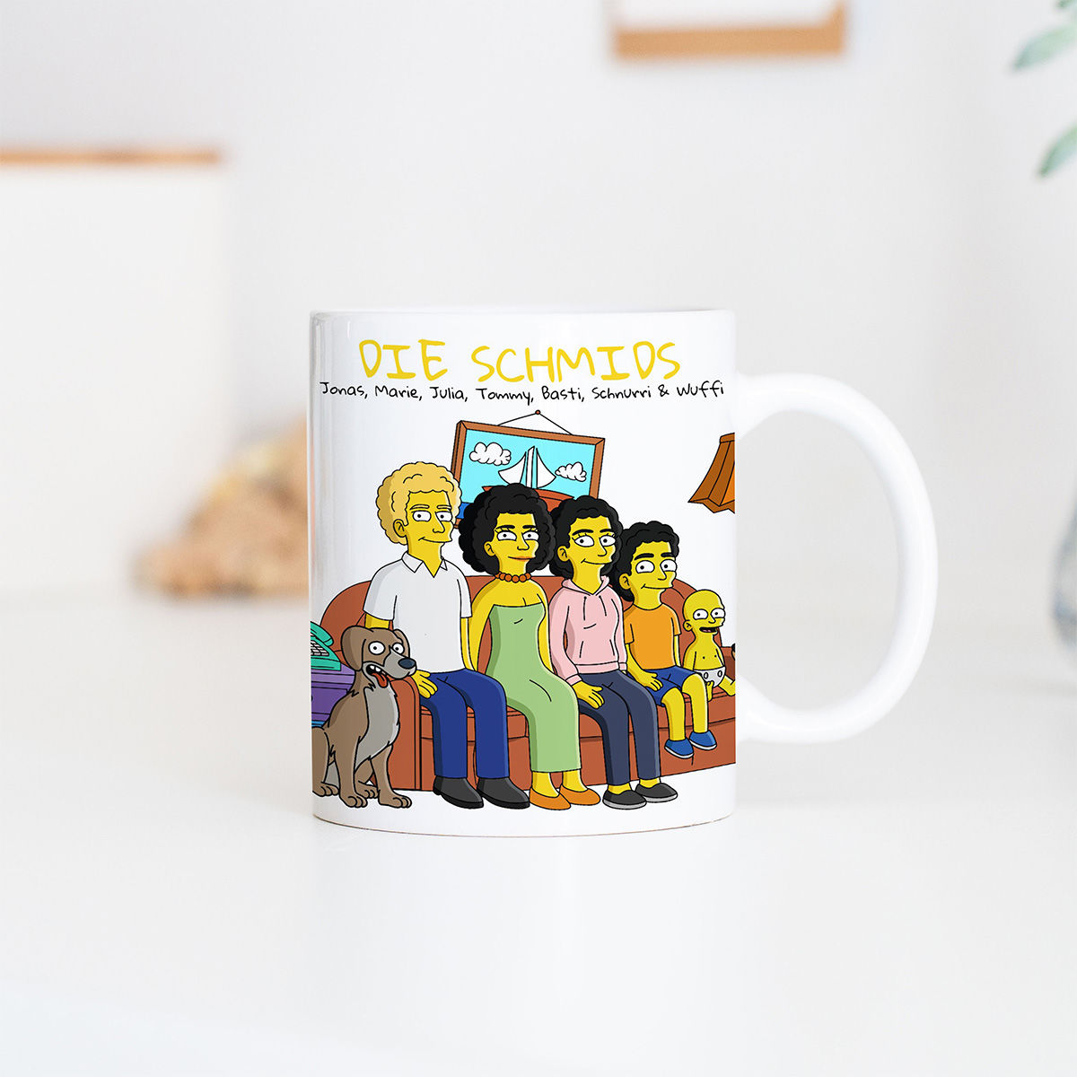 Personalisierbare Tassen-Illustration Cartoon Familie