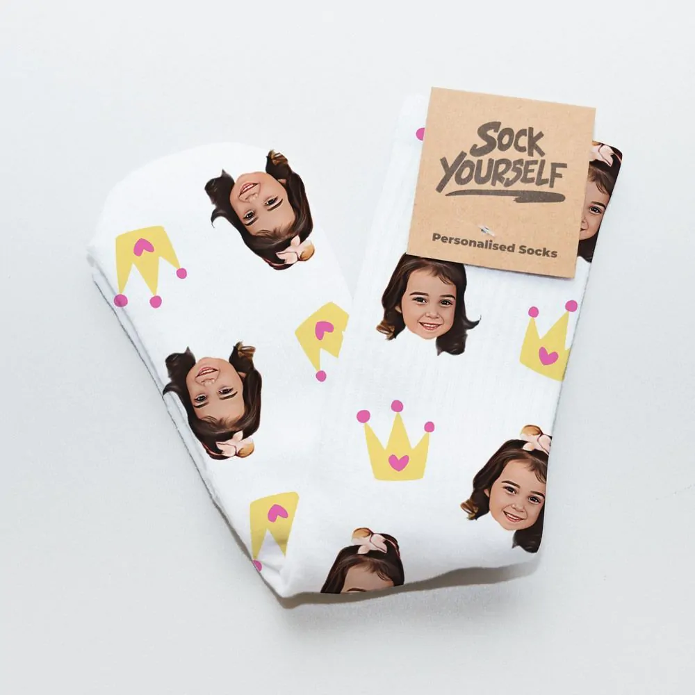 Personalisierbare Socken mit Gesicht im Comic-Style