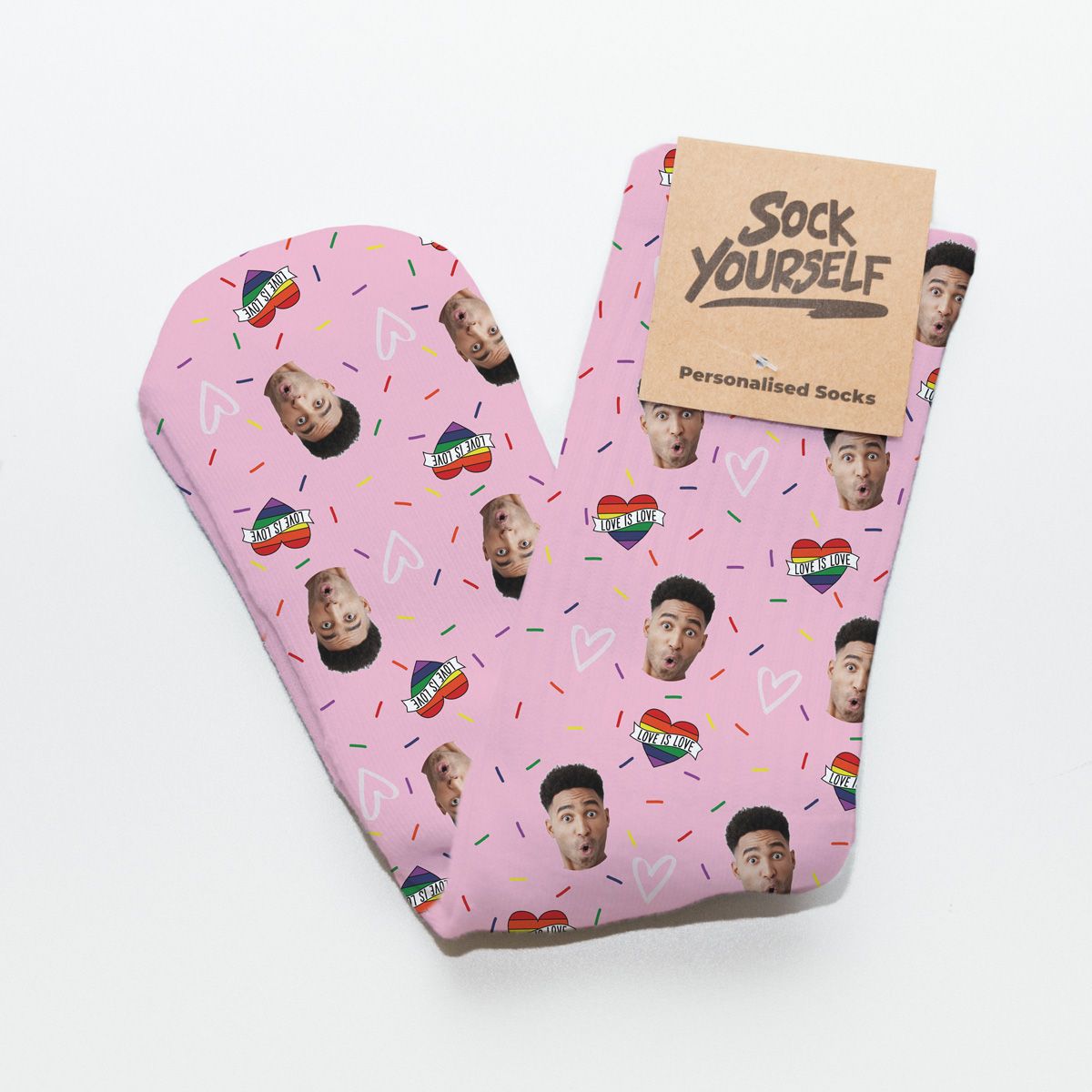 Personalisierbare Socken mit Gesicht und Liebes-Designs