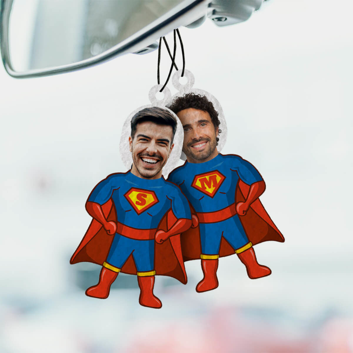 Personalisierbarer Superheld Duftbaum 2er Set mit Gesicht