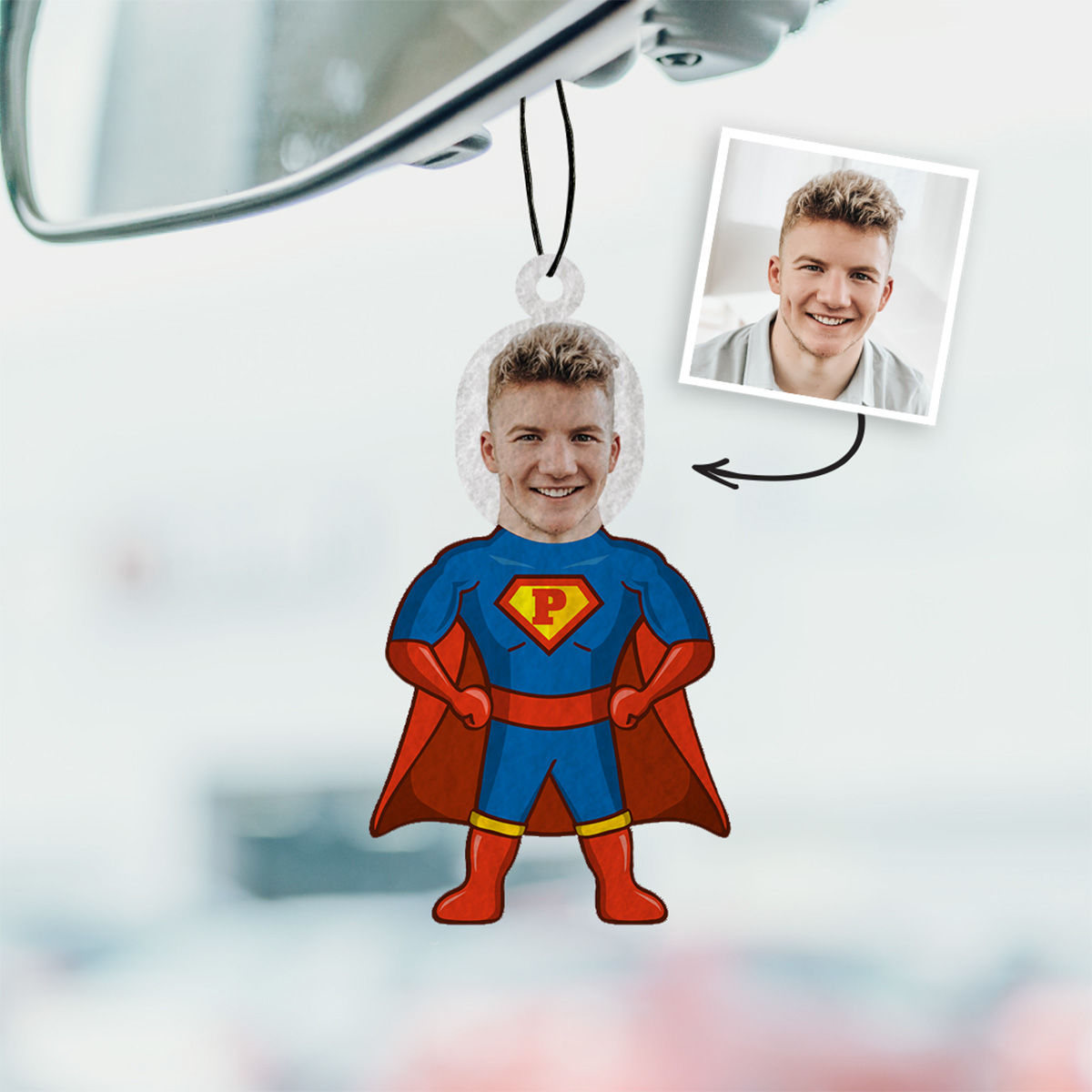 Personalisierbarer Superheld Duftbaum 2er Set mit Gesicht
