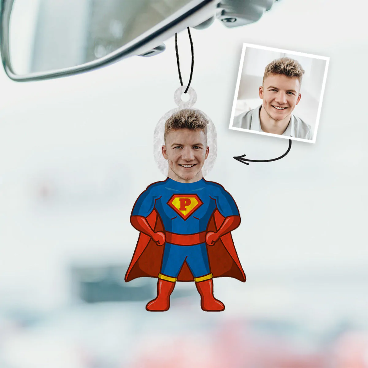 Personalisierbarer Superheld Duftbaum 2er Set mit Gesicht