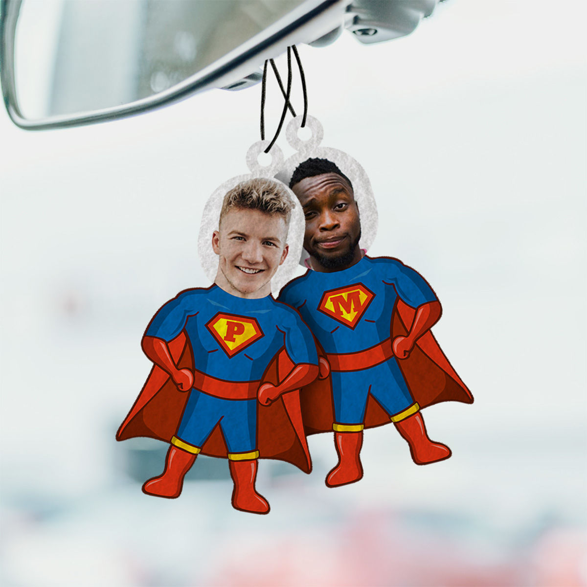 Personalisierbarer Superheld Duftbaum 2er Set mit Gesicht