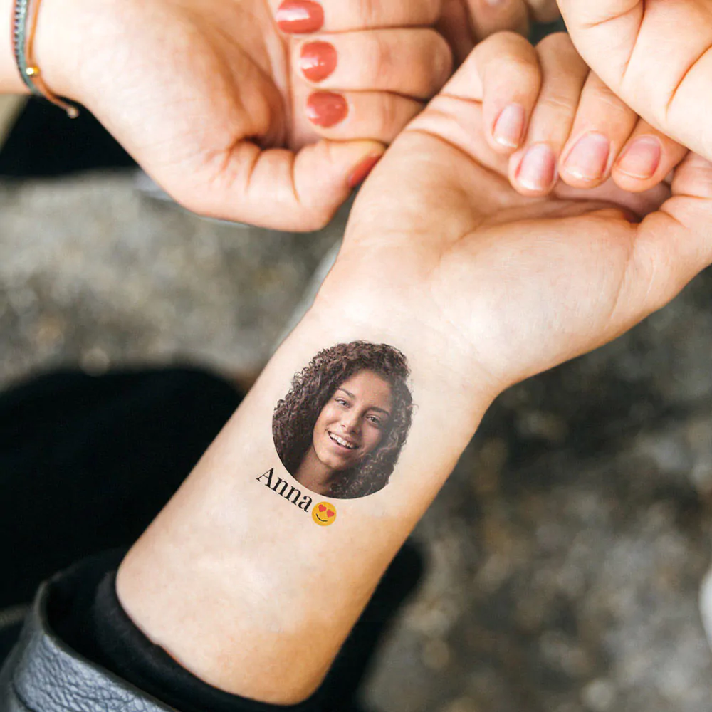 Personalisierbare Tattoos 6er Set mit Gesicht und Text