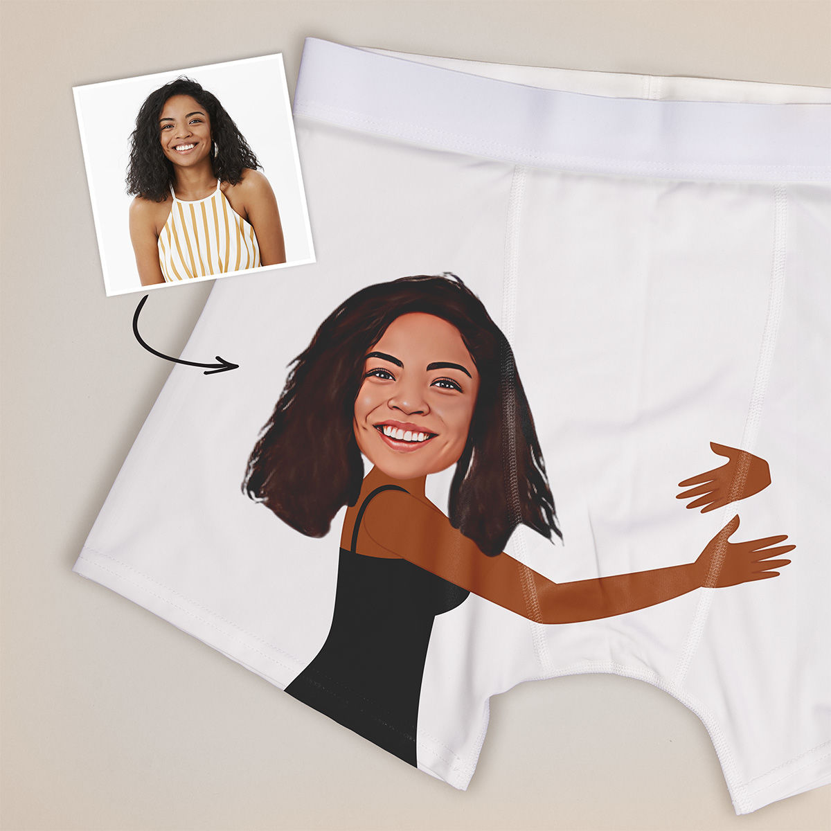 Personalisierbare Boxershorts mit Gesicht und Text