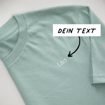 Besticktes T-Shirt Mint mit Text
