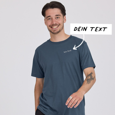 Besticktes T-Shirt Dunkelblau mit Text