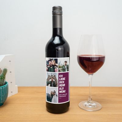 Fotogeschenke Personalisierbarer Wein mit Bildern und Text
