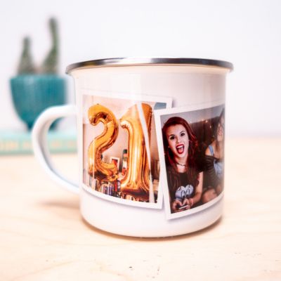 Personalisierbare Metalltasse mit Fotos Personalisierbare Metalltasse mit Fotos