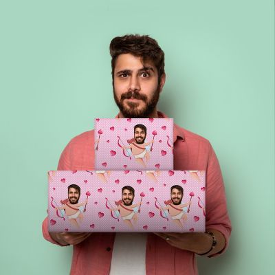 Personalisierbares Geschenkpapier mit Gesicht und Liebes-Designs