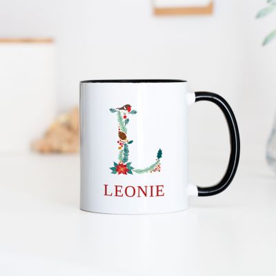 Personalisierbare Tasse mit winterlichem Monogramm Personalisierbare Tasse mit winterlichem Monogramm