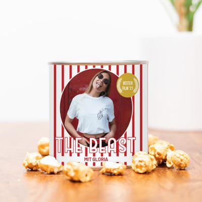 Goldenes Popcorn mit Bild und Text