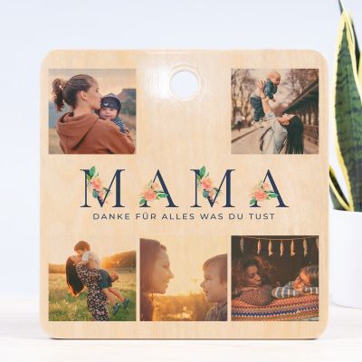 Schneidebrett Mama mit 5 Bildern und Text Schneidebrett Mama mit 5 Bildern und Text