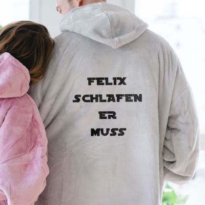 Personalisierbare Hoodie Decke mit Spruch