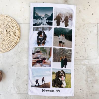 Personalisierbares Handtuch mit 8 Fotos und Text Personalisierbares Handtuch mit 8 Fotos und Text