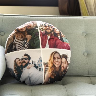 Personalisierbares rundes Kissen mit Fotos Personalisierbares rundes Kissen mit Fotos