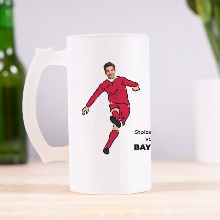 Fan-Bierkrug mit Bild und Text
