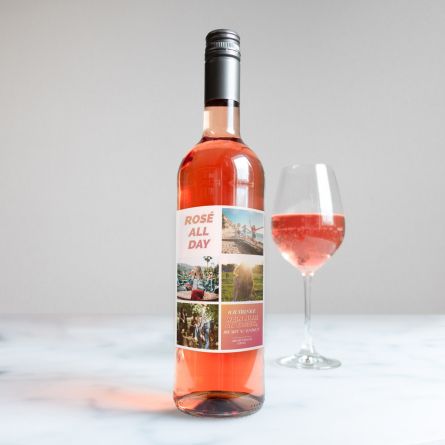 Personalisierbarer Wein mit 4 Bildern und Text