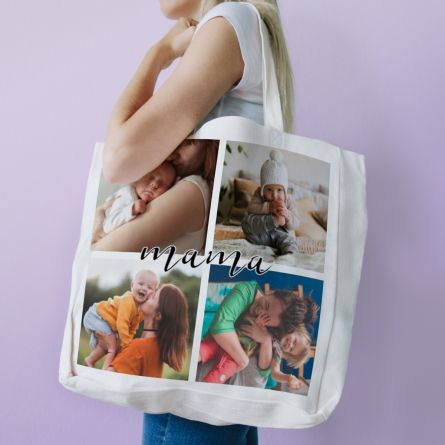 Tasche mit 4 Bildern und Text