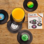6 Untersetzer im Vinyl-Schallplatten-Look