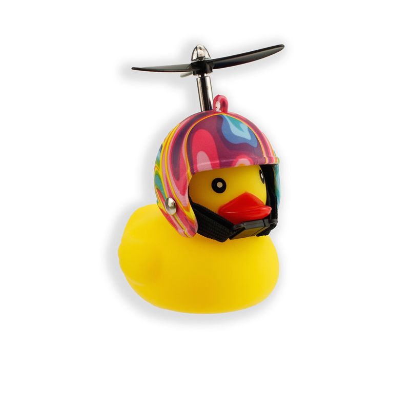 Fahrrad-Quietschentchen mit Helm - Bunt
