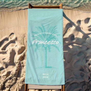 Personalisierbares Handtuch mit Palme und Text
