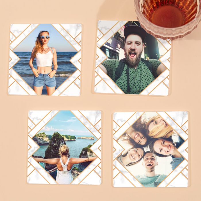 Personalisierbare Untersetzer mit Foto 4er-Set main product photo
