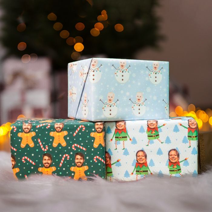 Geschenkpapier Weihnachten Multi-Gesicht mit verschiedenen Hintergründen main product photo