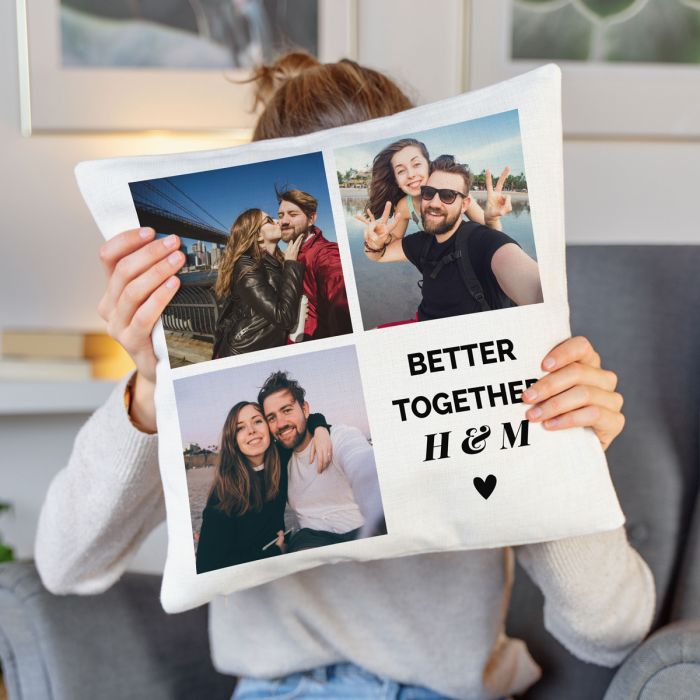 Personalisierbarer Kissenbezug mit 3 Bildern und Text main product photo