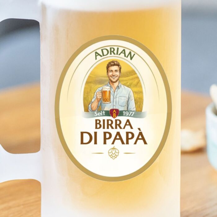 Personalisierbarer Bierkrug mit Name und Comic-Porträt