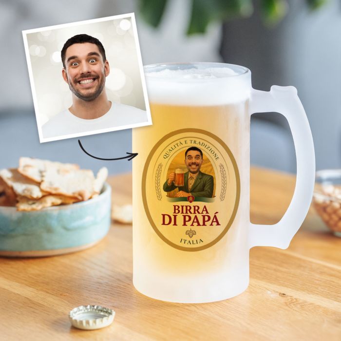 Personalisierbarer Bierkrug mit Logo und Gesicht Personalisierbarer Bierkrug mit Logo und Gesicht
